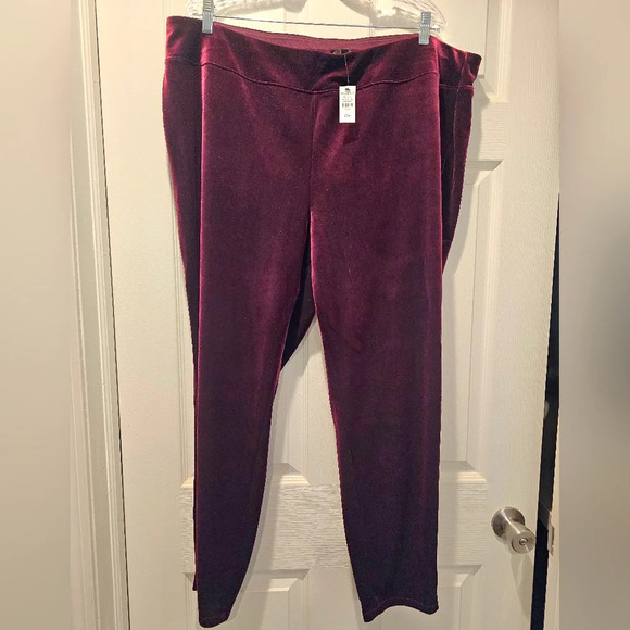 Talbots Plus •Size 22W• Pull On Velveteen Burgundy Pants Career Casual •New Tag• - Picture 8 of 11